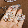 Image de 5 Pcs Breloques en 304 Acier Inoxydable Argent Mat Fleurs Creuses Estampe en Filigrane