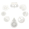 Image de 5 Pcs Breloques en 304 Acier Inoxydable Argent Mat Fleurs Creuses Estampe en Filigrane