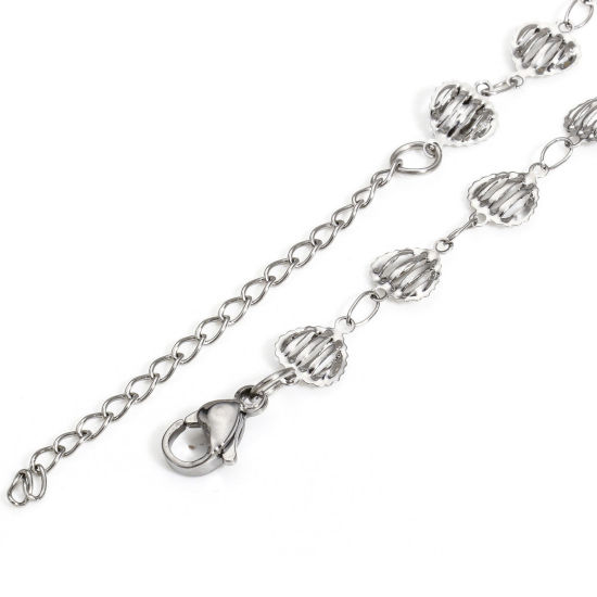 Picture of 304 Stainless Steel Handmade Link Chain Anklet Silver Tone With Lobster Claw Clasp And Extender Chain