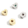 Picture of Brass Valentine's Day Beads For DIY Jewelry Making Real Gold Plated Heart Hexagon Multicolour Cubic Zirconia