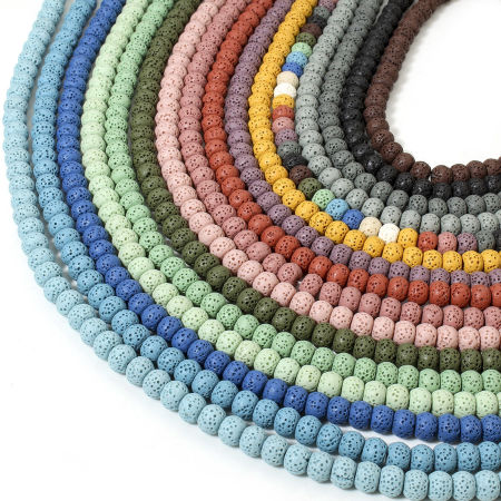 (Grade A) Lava Rock ( Natural Dyed ) Beads For DIY Jewelry Making Drum About 8mm x 6mm