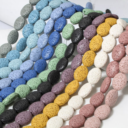 (Grade A) Lava Rock ( Natural Dyed ) Beads For DIY Jewelry Making Oval About 18mm x 14mm