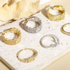 Picture of Brass Stylish Open Adjustable Semi Mount Ring For DIY Pearl Setting Lace Real Gold Plated Clear Rhinestone