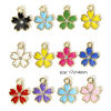 Picture of Zinc Based Alloy Charms Gold Plated Multicolor Sakura Flower Enamel Clear Rhinestone 17mm x 14mm