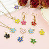 Picture of Zinc Based Alloy Charms Gold Plated Multicolor Sakura Flower Enamel Clear Rhinestone 17mm x 14mm