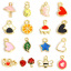 Picture of Brass Charms 18K Real Gold Plated Fruit Animal Enamel