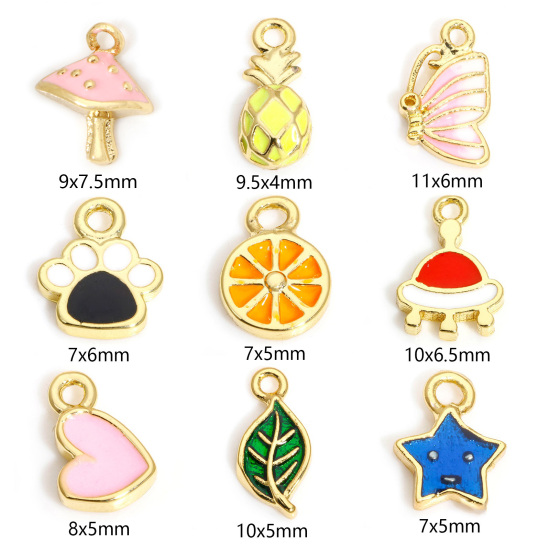 Picture of Brass Charms 18K Real Gold Plated Fruit Animal Enamel