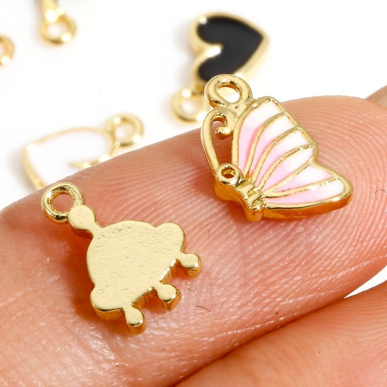 Picture of Brass Charms 18K Real Gold Plated Fruit Animal Enamel