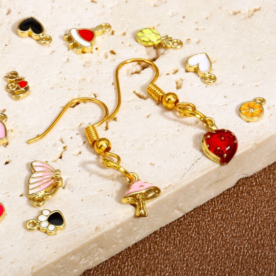 Picture of Brass Charms 18K Real Gold Plated Fruit Animal Enamel