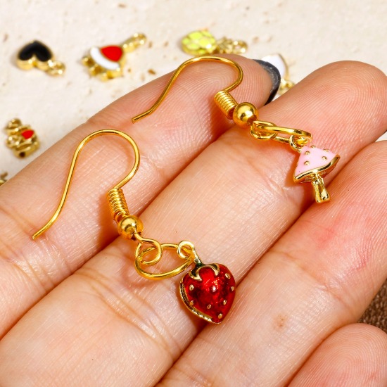 Picture of Brass Charms 18K Real Gold Plated Fruit Animal Enamel