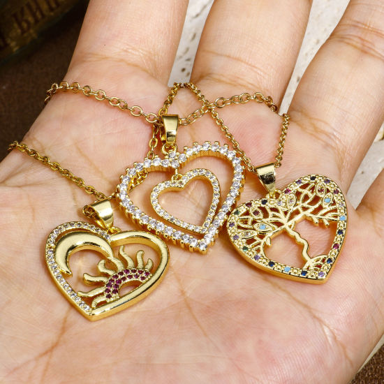 Bild von 1 Stück Messing Charm-Anhänger 18K Gold plattiert Bunt Zirkonia