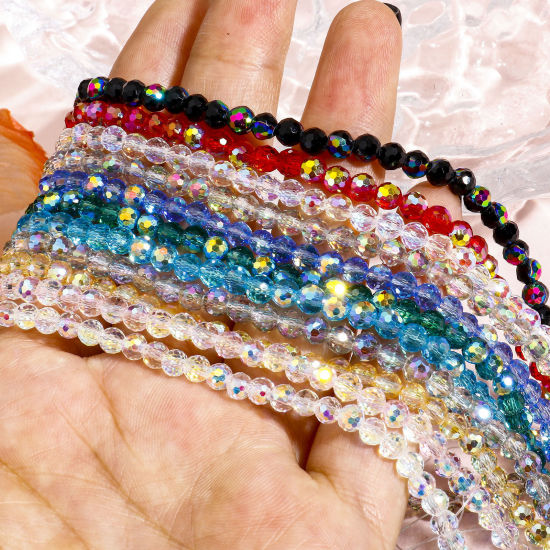Изображение 1 Нитка Стеклянные Бисер для изготовления ювелирных украшений "Сделай сам, Круглые Разноцветный Разноцветный Шлифованный 4мм диаметр
