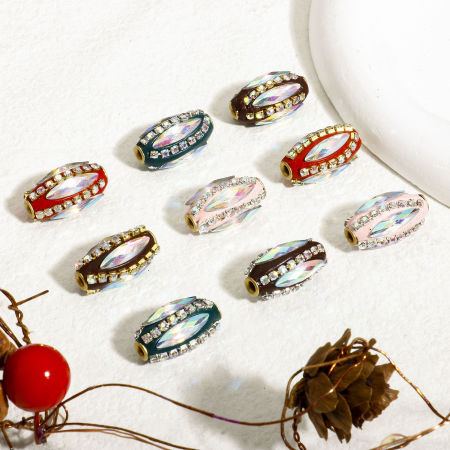 1 ШТ Глина Бисер для изготовления ювелирных украшений "Сделай сам НФЛ Футбол, Разноцветный Разноцветный Стразы 21мм x 12мм, 2.2мм