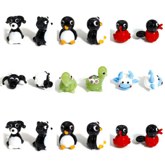 Bild von 1 Stück Muranoglas Perlen für die Herstellung von DIY-Charme-Schmuck Hund Bunt Pinguin 3D