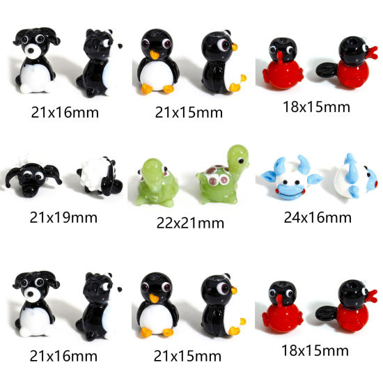 Image de 1 Pièce Perles pour DIY Fabrication de Bijoux en Verre au Chalumeau Chien Multicolore Pingouin 3D