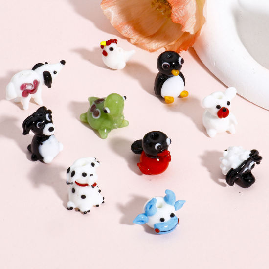 Bild von 1 Stück Muranoglas Perlen für die Herstellung von DIY-Charme-Schmuck Hund Bunt Pinguin 3D