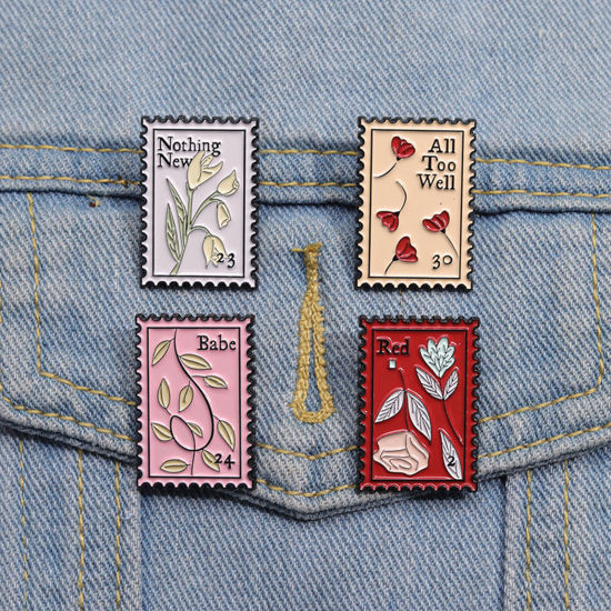 Picture of Pastoral Style Pin Brooches Rectangle Flower Multicolor Enamel