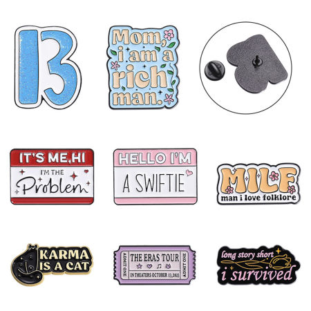 Simple Pin Brooches Irregular Message " B " Multicolor Enamel