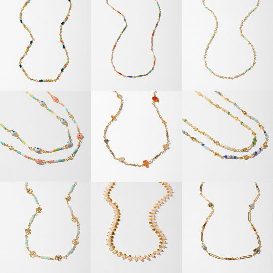 Bild von 1 Strang Umweltfreundlich Ethnischer Stil Böhmischer Stil 18K Vergoldet Kupfer Kugelkette Kette Schmetterling Halskette Für Frauen Abschluss