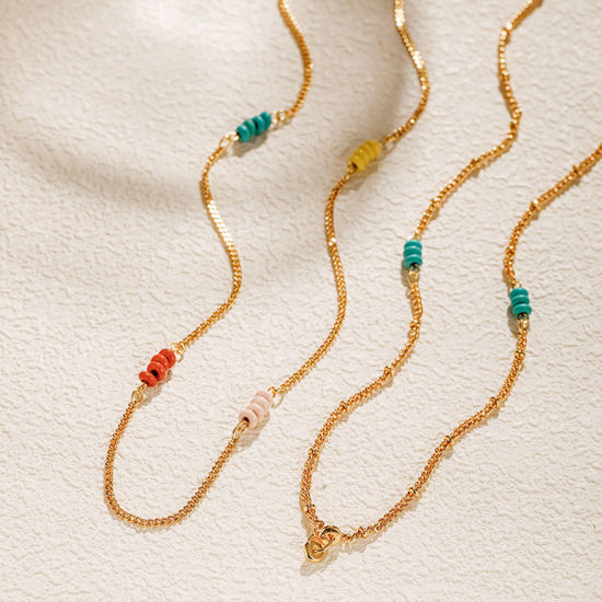 Bild von 1 Strang Umweltfreundlich Ethnischer Stil Böhmischer Stil 18K Vergoldet Kupfer Kugelkette Kette Schmetterling Halskette Für Frauen Abschluss
