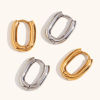 Picture of Eco-friendly Vacuum Plating Stylish Geometric Real Gold Plated 316L Stainless Steel Oval Hoop Earrings For Women