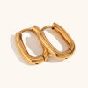 Picture of Eco-friendly Vacuum Plating Stylish Geometric Real Gold Plated 316L Stainless Steel Oval Hoop Earrings For Women