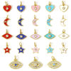 Picture of Charms 18K Real Gold Plated Half Moon Star Enamel Clear Cubic Zirconia