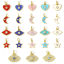Picture of Charms 18K Real Gold Plated Half Moon Star Enamel Clear Cubic Zirconia