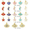 Picture of Charms 18K Real Gold Plated Half Moon Star Enamel Clear Cubic Zirconia