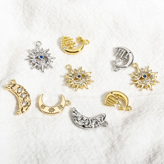 Immagine di 2 Pz Ottone Galassia Charms Vero Oro Placcato