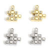 Picture of Brass Charms Real Gold Plated Rubik's Cube/ Magic Cube Clear Cubic Zirconia Tetris 12mm x 10mm