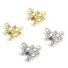 Picture of Brass Charms Real Gold Plated Rubik's Cube/ Magic Cube Clear Cubic Zirconia Tetris 12mm x 10mm