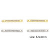 Picture of Brass Geometric Connectors Charms Pendants Rectangle Real Gold Plated Micro Pave Clear Cubic Zirconia 32mm x 4mm