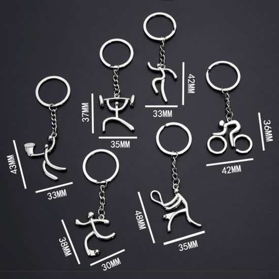 Bild von 1 Stück Sport Schlüsselkette & Schlüsselring Silberfarbe Sportler Fahrrad