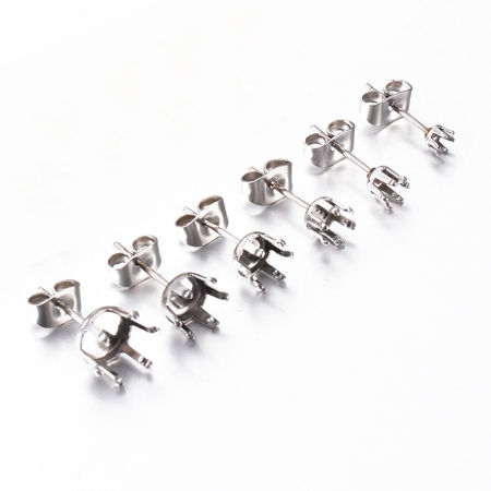 304 Stainless Steel Ear Post Stud Earring For DIY Jewelry Making Accessories Cabochon Settings