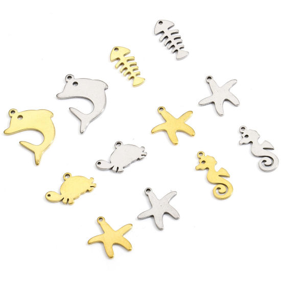 Picture of 304 Stainless Steel Ocean Jewelry Charms Silver Tone