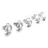 Picture of 304 Stainless Steel Ear Post Stud Earring With Loop Connector Accessories Hemispherical Silver Tone