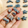 Picture of Zinc Based Alloy Ocean Jewelry Spacer Beads For DIY Jewelry Making Antique Copper Blue Star Fish Mermaid Patina