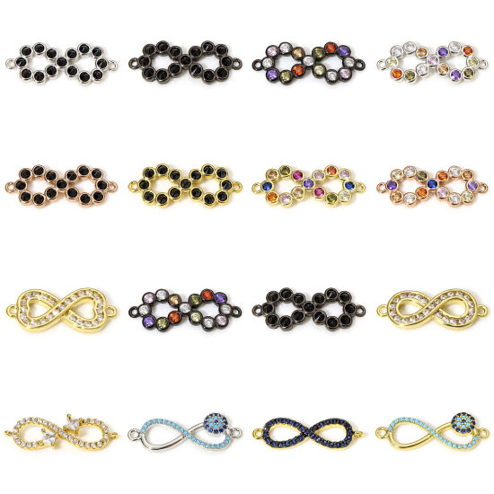Immagine di 1 Pz Ottone Pendenti Charms Connettori Accessori Simbolo di Infinito Multicolore Micro Spianare