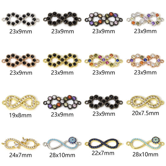 Immagine di 1 Pz Ottone Pendenti Charms Connettori Accessori Simbolo di Infinito Multicolore Micro Spianare