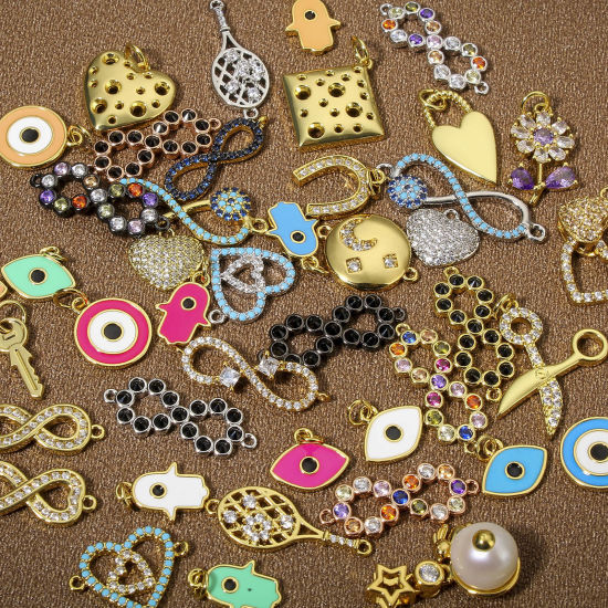 Immagine di 1 Pz Ottone Pendenti Charms Connettori Accessori Simbolo di Infinito Multicolore Micro Spianare
