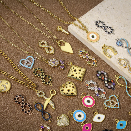 Immagine di 1 Pz Ottone Pendenti Charms Connettori Accessori Simbolo di Infinito Multicolore Micro Spianare