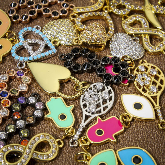 Immagine di 1 Pz Ottone Pendenti Charms Connettori Accessori Simbolo di Infinito Multicolore Micro Spianare
