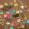 Picture of Brass Charms 18K Real Gold Plated Flower Scissors