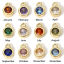 Immagine di 2 Pz Ottone Pietre Nascita Charms Tondo 18K Vero Oro Placcato Multicolore Cubic Zirconiae 8mm x 5.5mm