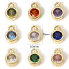 Imagen de 2 Unidades Latón piedra del zodíaco Colgantes Charms Ronda 18K Oro Real Chapado Multicolor Circón Artificial 8mm x 5.5mm