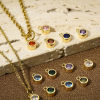Imagen de 2 Unidades Latón piedra del zodíaco Colgantes Charms Ronda 18K Oro Real Chapado Multicolor Circón Artificial 8mm x 5.5mm