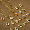 Imagen de 2 Unidades Latón piedra del zodíaco Colgantes Charms Ronda 18K Oro Real Chapado Multicolor Circón Artificial 8mm x 5.5mm