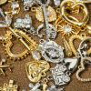 Picture of Brass Charms Real Platinum Plated Clear Cubic Zirconia