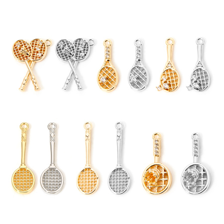 Brass Sport Charms Real Gold Plated Racket 27.5mm x 8mm